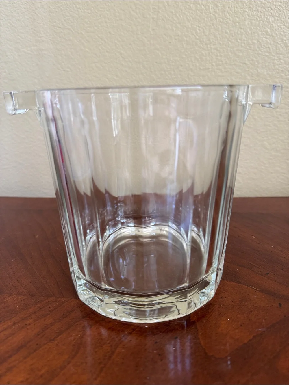 Vintage Ice Bucket Clear Crystal Glass with Tab Handles- Classic Home Dining
